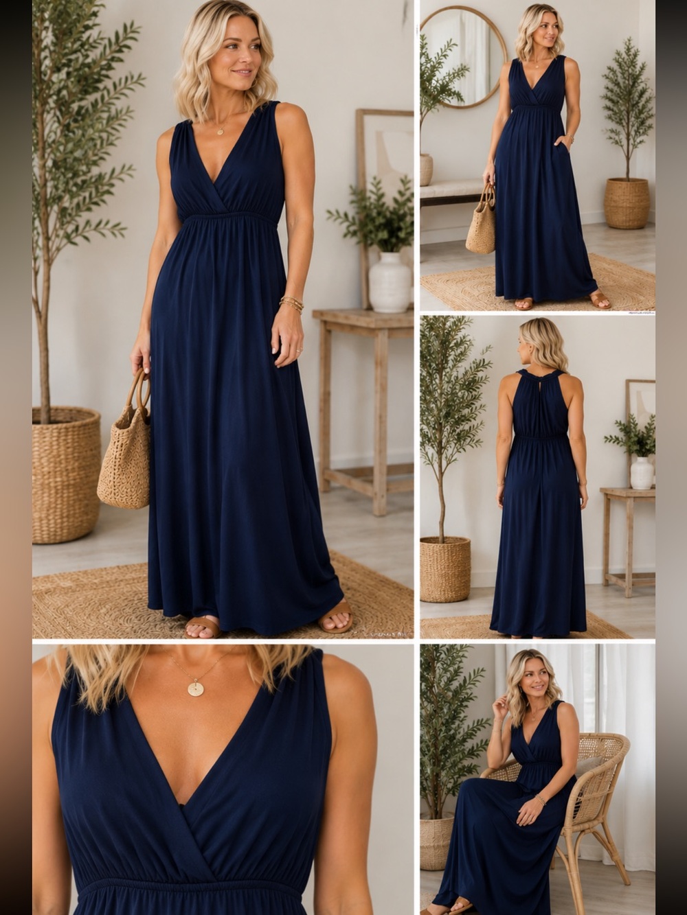 NWOT Joe fresh- navy sleeveless Empire waste maxi dress . L